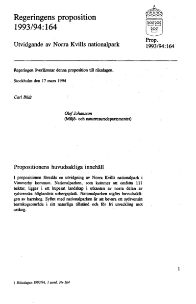 Omslaget till prop. 1993/94:164