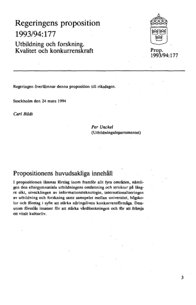 Omslaget till prop. 1993/94:177