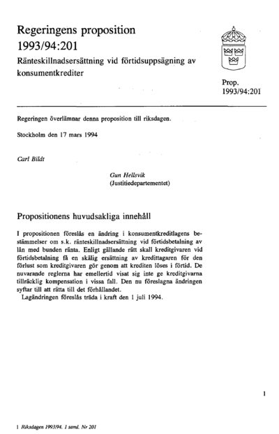 Omslaget till prop. 1993/94:201
