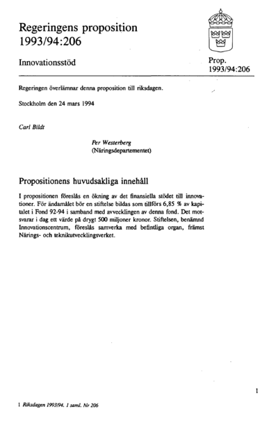 Omslaget till prop. 1993/94:206