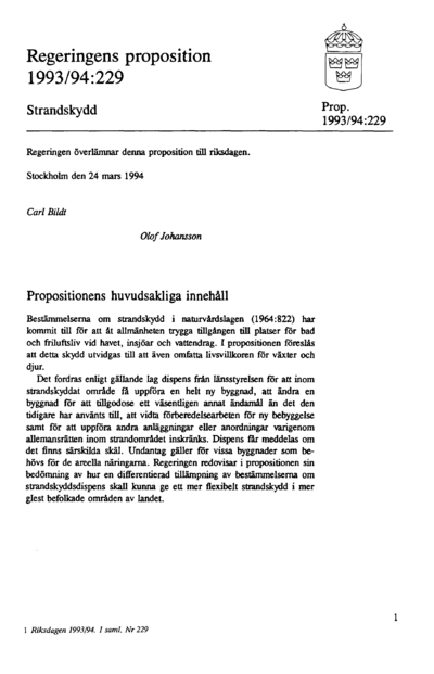 Omslaget till prop. 1993/94:229