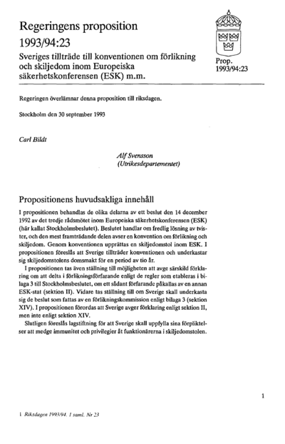 Omslaget till prop. 1993/94:23