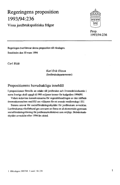 Omslaget till prop. 1993/94:236