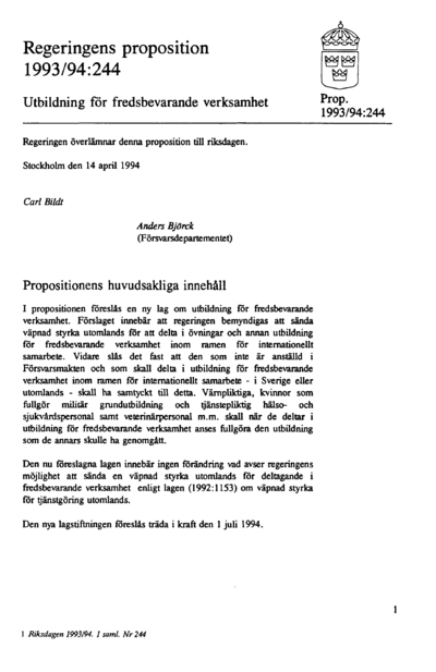 Omslaget till prop. 1993/94:244