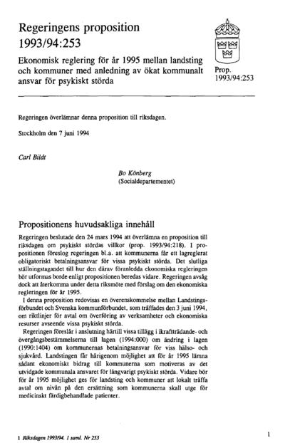 Omslaget till prop. 1993/94:253