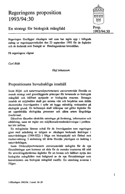 Omslaget till prop. 1993/94:30