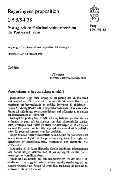 Omslaget till prop. 1993/94:38