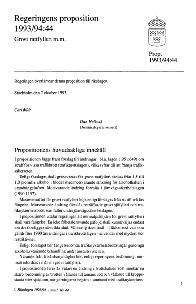 Omslaget till prop. 1993/94:44