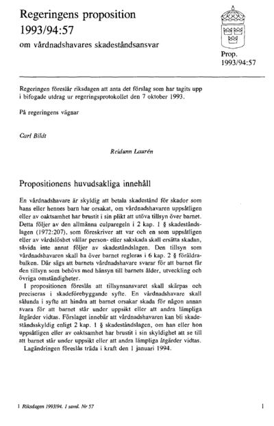 Omslaget till prop. 1993/94:57