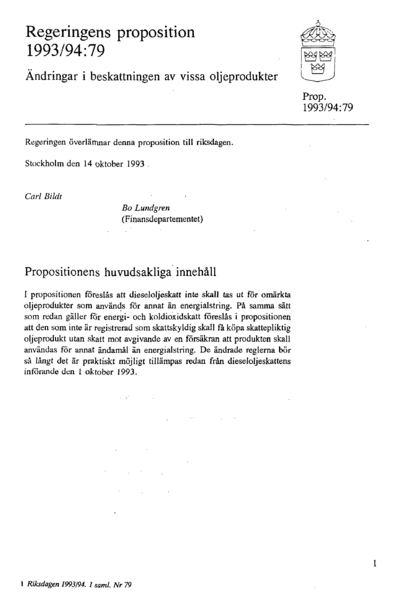 Omslaget till prop. 1993/94:79