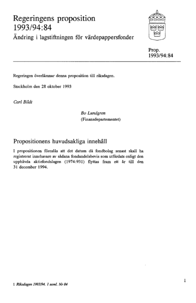 Omslaget till prop. 1993/94:84