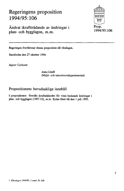 Omslaget till prop. 1994/95:106