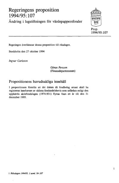 Omslaget till prop. 1994/95:107