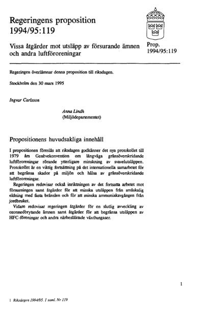 Omslaget till prop. 1994/95:119