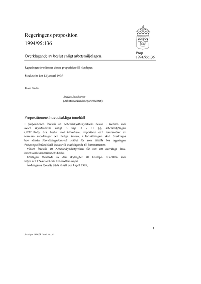 Omslaget till prop. 1994/95:136
