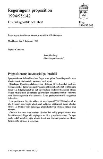 Omslaget till prop. 1994/95:142