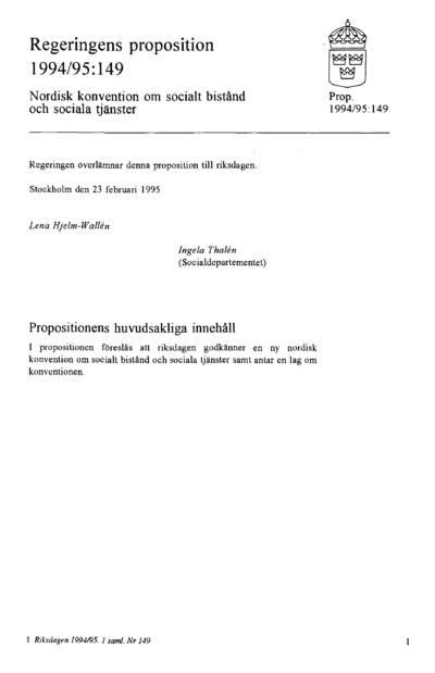 Omslaget till prop. 1994/95:149