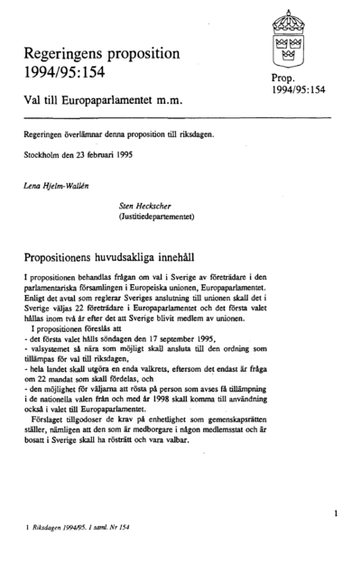 Omslaget till prop. 1994/95:154