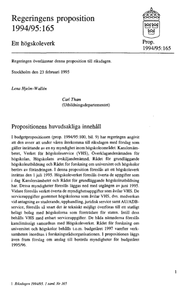 Omslaget till prop. 1994/95:165