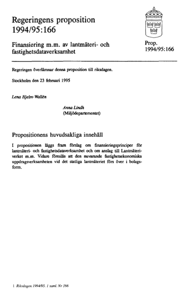 Omslaget till prop. 1994/95:166