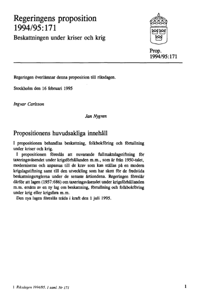 Omslaget till prop. 1994/95:171