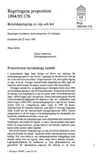 Omslaget till prop. 1994/95:176