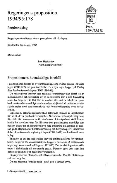 Omslaget till prop. 1994/95:178