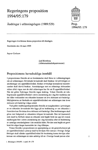 Omslaget till prop. 1994/95:179