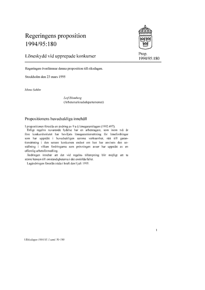 Omslaget till prop. 1994/95:180