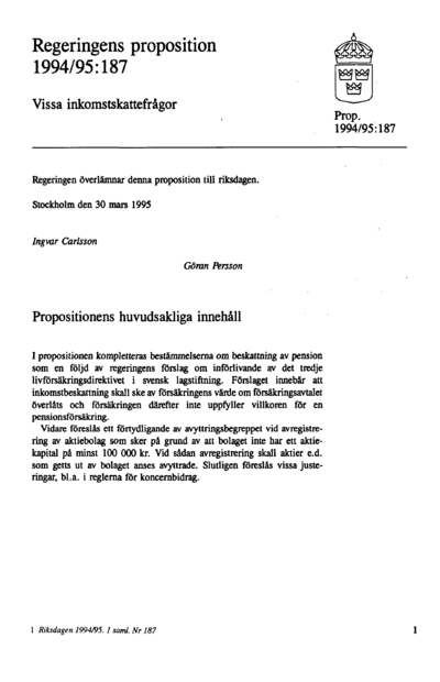 Omslaget till prop. 1994/95:187