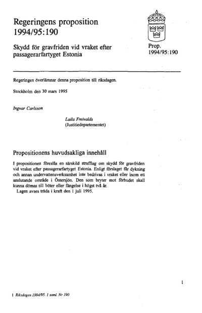 Omslaget till prop. 1994/95:190