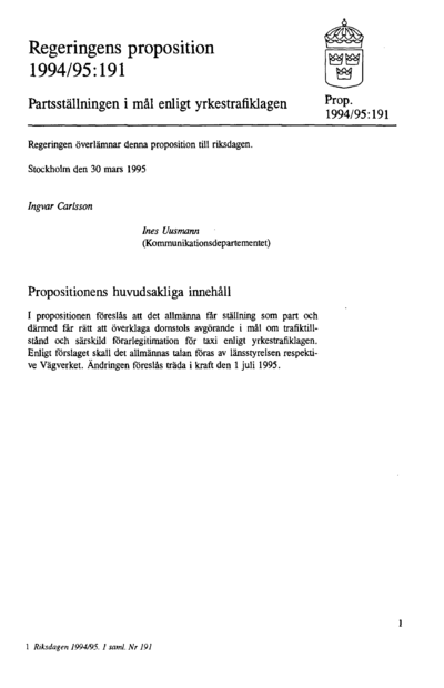 Omslaget till prop. 1994/95:191
