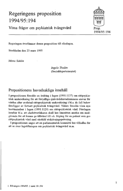 Omslaget till prop. 1994/95:194