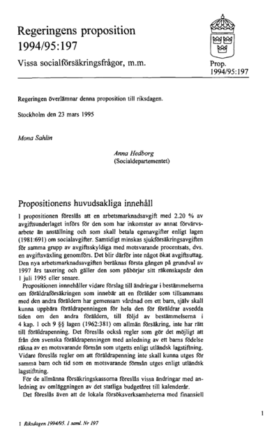 Omslaget till prop. 1994/95:197