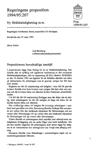 Omslaget till prop. 1994/95:207