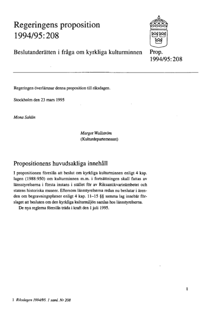 Omslaget till prop. 1994/95:208