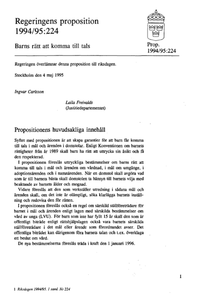 Omslaget till prop. 1994/95:224