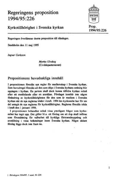 Omslaget till prop. 1994/95:226