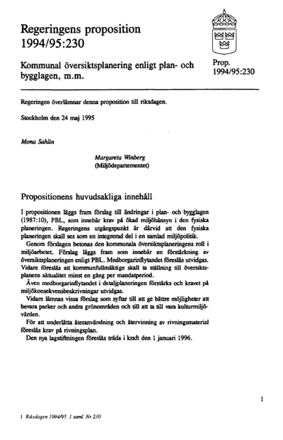 Omslaget till prop. 1994/95:230