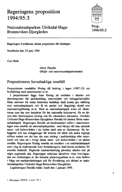 Omslaget till prop. 1994/95:3