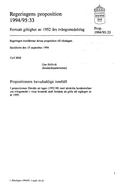 Omslaget till prop. 1994/95:33