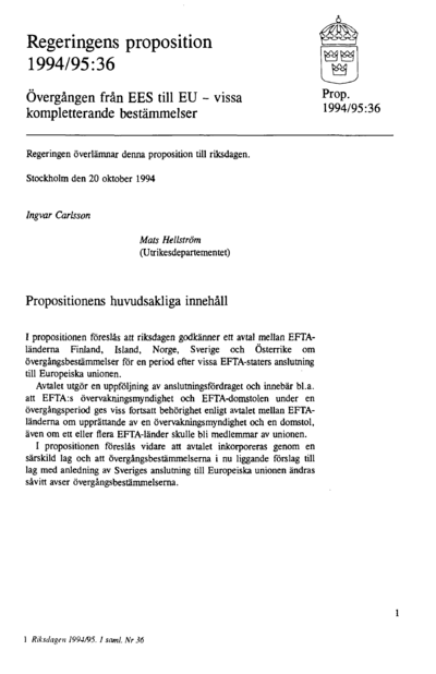 Omslaget till prop. 1994/95:36