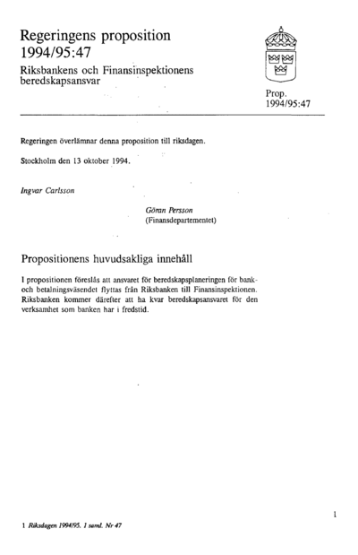 Omslaget till prop. 1994/95:47