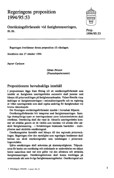 Omslaget till prop. 1994/95:53