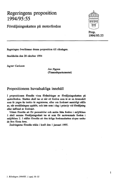 Omslaget till prop. 1994/95:55