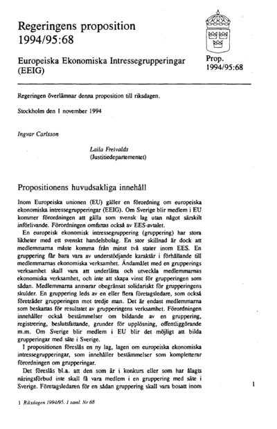 Omslaget till prop. 1994/95:68