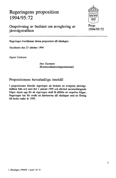 Omslaget till prop. 1994/95:72
