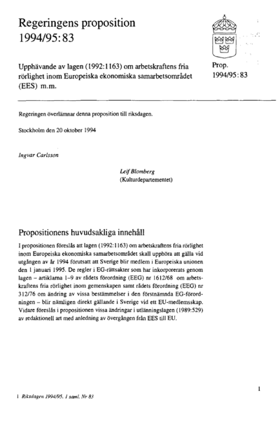 Omslaget till prop. 1994/95:83