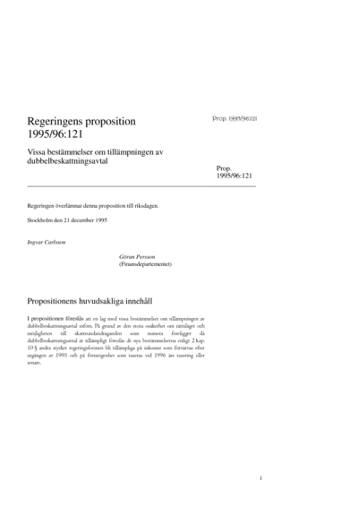 Omslaget till prop. 1995/96:121