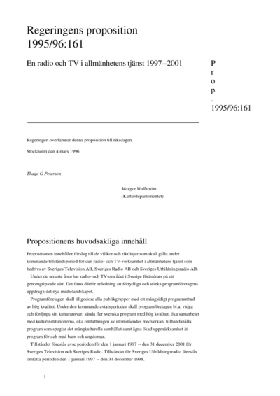 Omslaget till prop. 1995/96:161